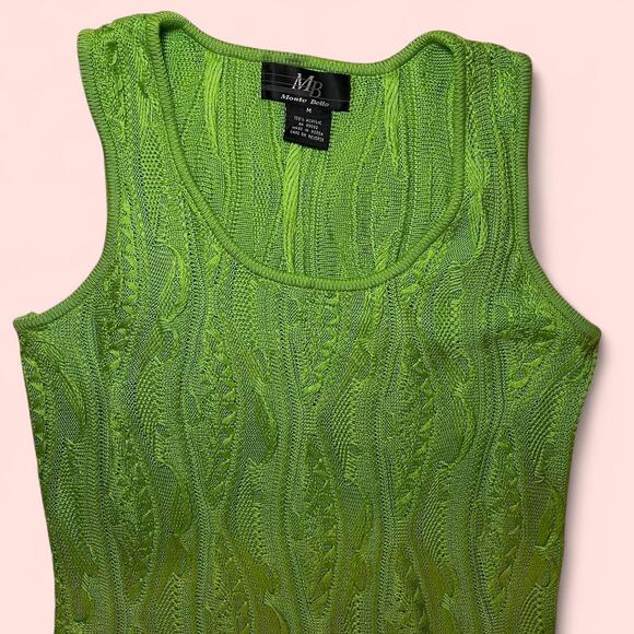 Vtg lime green mini knit dress - Picture 2 of 4